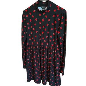 Long Sleeve Floral Roses Dress M